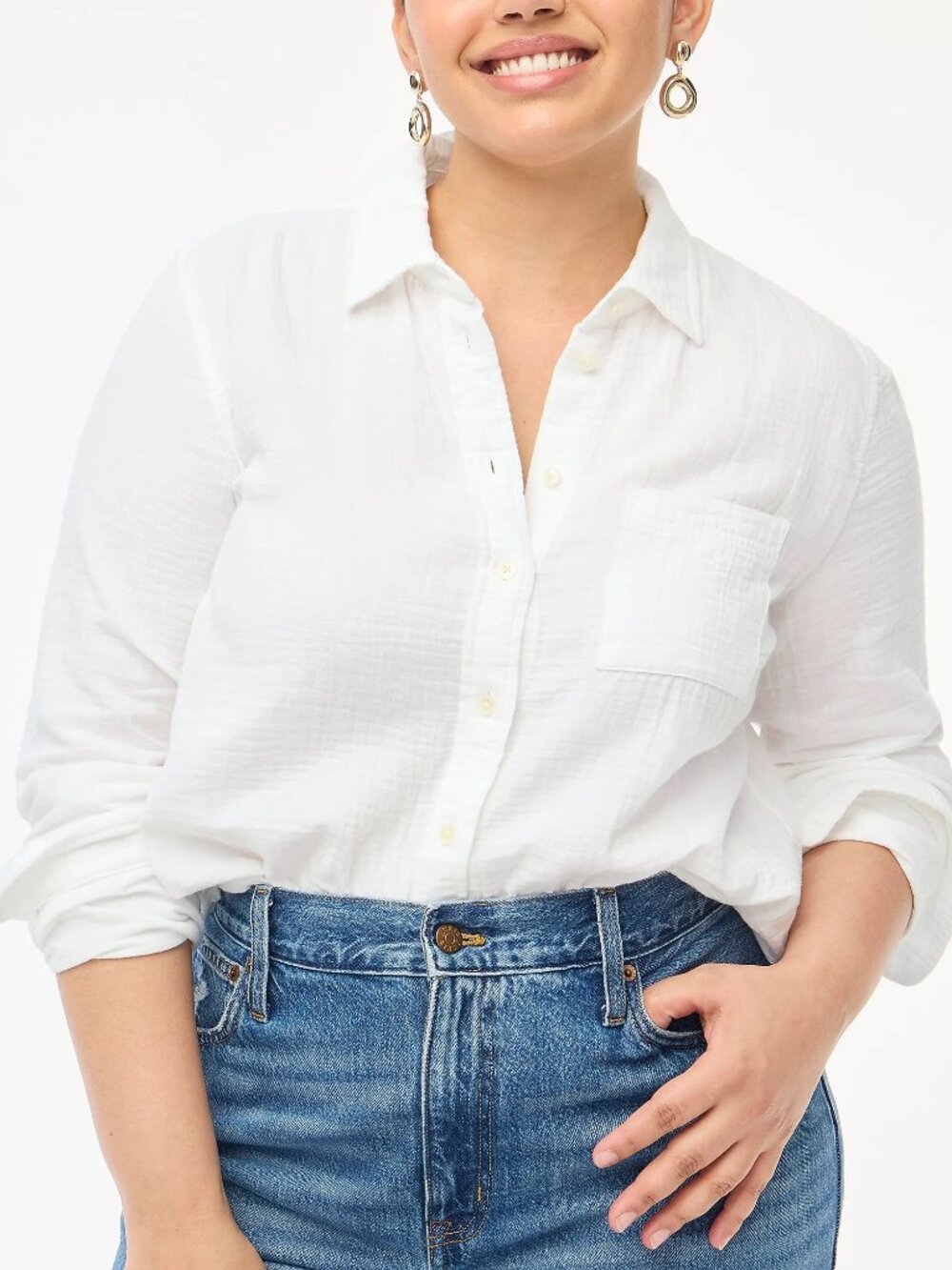J.Crew Double-gauze button-up white shirt - Size XXL